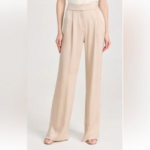 long tan silk wide leg pants